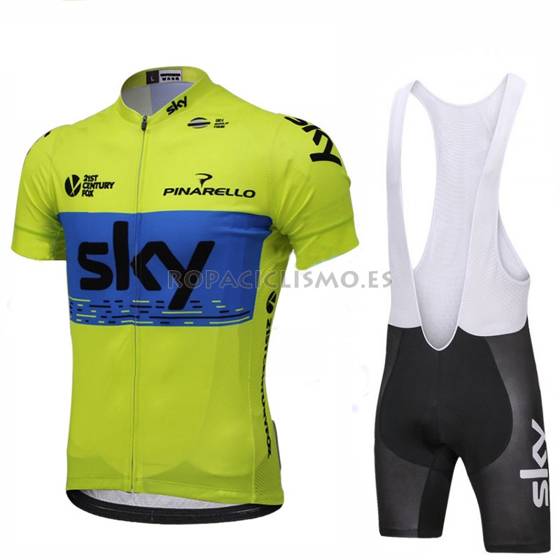 2018 Maillot Sky Tirantes Mangas Cortas Verde Y Azul